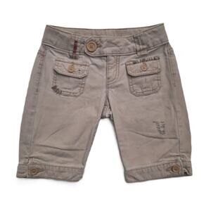 GAP Kids girls' brushed cotton khaki embroidered banded hem shorts